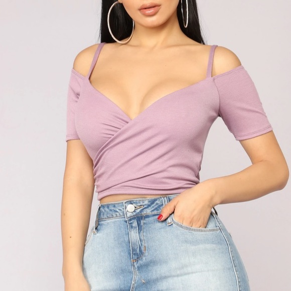 Fashion Nova Tops - **SOLD** Lilac Cold Shoulder Top